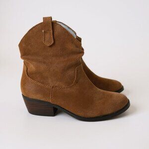 White Mountain Women’s Slouch Suede Ankle Boots Tan Brown Size 8.5M Western Boho